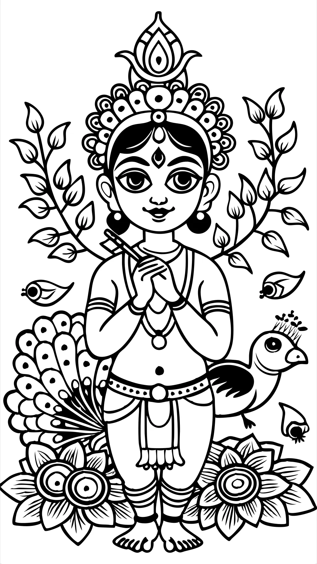 Página para colorear de Krishna